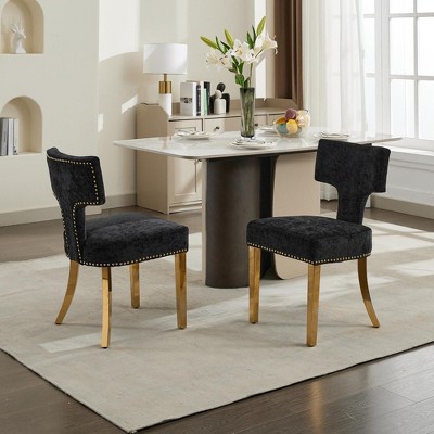 NicBex 24" Counter Height Bar Stools Set of 2,Barstools with Brass Nailheads,Stool Chair with Brushed Stainless Steel Legs,Counter Stools for Kitchen