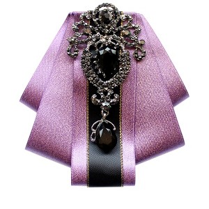 INSPIRE CHIC Women's Rhinestone Brooch Tie Pre-tied Ribbon Ties for Elegant Party - 1 of 4