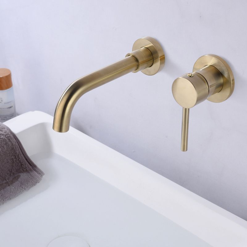 Sumerain Wall Mount Bathroom Faucet Brushed Gold,Single Handle with Brass Rough-in Valve, 5 of 8