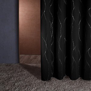 Deconovo Silver Line & Dots Blackout Curtains, 2 Panels (38” W) - 1 of 4