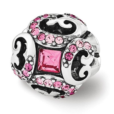 Black Bow Jewelry Sterling Silver with Pink Crystals Renaissance Bead Charm, 10mm