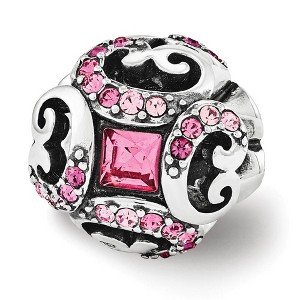Black Bow Jewelry Sterling Silver with Pink Crystals Renaissance Bead Charm, 10mm - 1 of 3