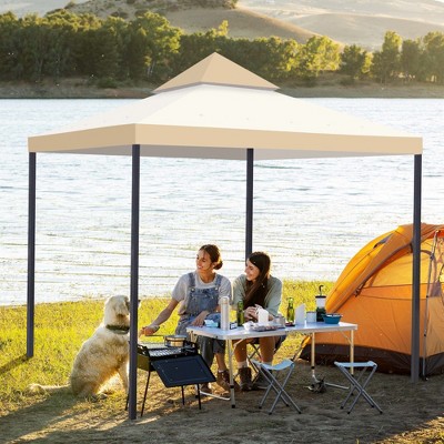 10x10 Beige and Cream Polyester Dual-Tier Gazebo Canopy Cover