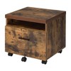 Royal Hampton Wooden File Cabinet With Open Compartment And Drawer, Oak Brown And Black - 2 of 4