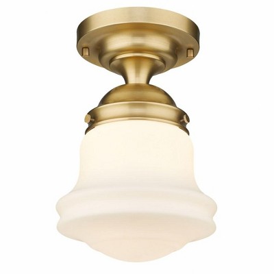 Heritage Brass and Opal Glass Globe LED Flush Mount