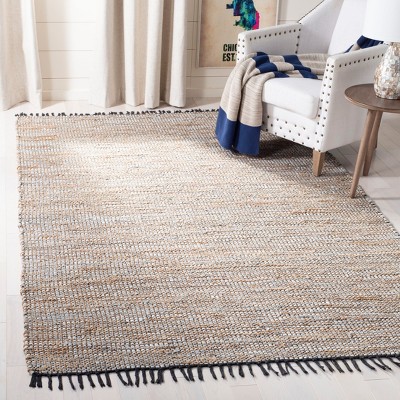 Handmade Silver Leather & Cotton Reversible Area Rug, 3' x 5'