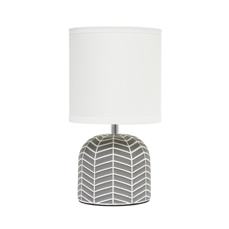 10.43" Petite Contemporary Webbed Waves Base Bedside Table Desk Lamp with White Fabric Drum Shade - Simple Designs, 1 of 10