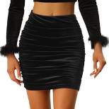 Allegra K Women's Velvet Party Bodycon Mini Ruched Skirt