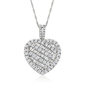 Ross-Simons 2.00 ct. t.w. Baguette and Round Heart Pendant Necklace in Sterling Silver - 1 of 3