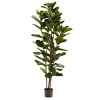 Fiddle Leaf Fig Tree - 72-Inch Fake Plant with Pot and Natural Feel Leaves for Home or Office - Artificial Plants Decor for Indoors by Pure Garden - image 2 of 4