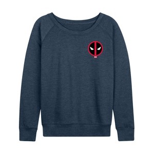 Women's - Marvel - Deadpool Logo Lightweight French Terry Wide Neck Long Sleeve Graphic Shirt - 1 of 4