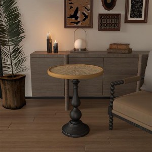 LIVAREEmlen Wooden Coffee Tables, Retro Side Table, French Country Accent Coffee Side Table, Modern Small Round Coffee Table for Living Room - 1 of 4