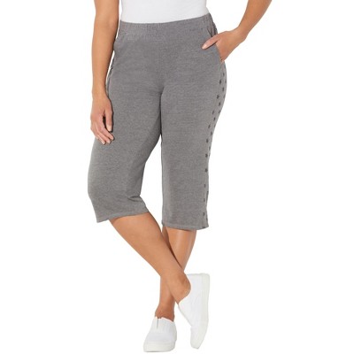 Catherines Women's Plus Size Petite French Terry Stars Aligned Capri