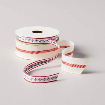 2ct Mixed Pattern Christmas Gift Ribbon Red/Cream/Green 42ft - Hearth & Hand™ with Magnolia