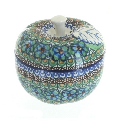  Blue Rose Polish Pottery Mardi Gras apple Baker 