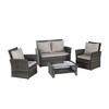 4-Piece Outdoor Patio Rattan Conversation Sofa Set with Tempered Glass Coffee Table - 4 of 4