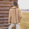 Women's Chic Camel Oversized Coat with Contrast Stitching - Cupshe - 3 of 4