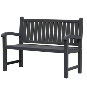Dolonm Double bench with armrests, made of resin material, durable and sturdy,No Deck box,Black - 1 of 1
