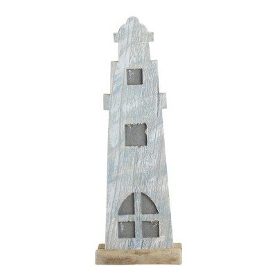 Northlight 19” Distressed Finished White and Blue Nautical Lighthouse Tabletop Decoration