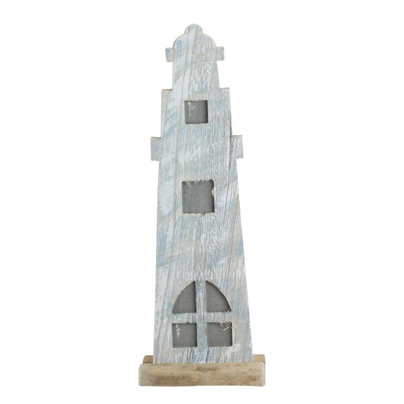 Northlight 19” Distressed Finished White and Blue Nautical Lighthouse Tabletop Decoration, 1 of 4