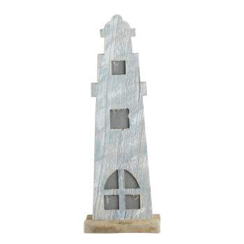 Northlight 19” Distressed Finished White and Blue Nautical Lighthouse Tabletop Decoration