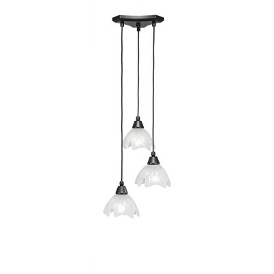 Toltec Lighting Europa 3 - Light Pendant in  Matte Black with 7" Gold Ice Shade