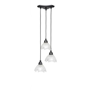 Toltec Lighting Europa 3 - Light Pendant in  Matte Black with 7" Gold Ice Shade - 1 of 1