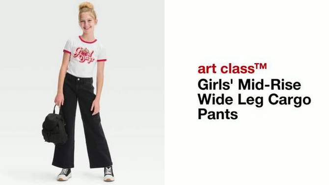 Girls' Mid-Rise Wide Leg Cargo Pants - art class™, 2 of 8, play video