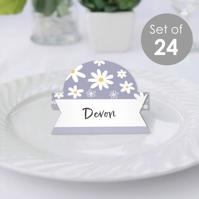 Big Dot of Happiness Purple Daisy Flowers - Floral Party Tent Buffet Card - Table Setting Name Place Cards - Set of 24, 3 of 10
