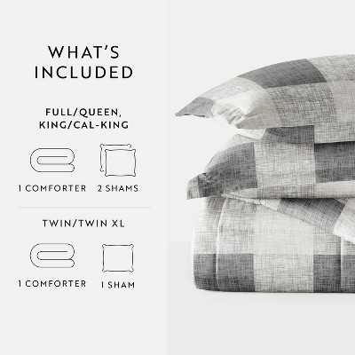 King/California King Gingham Gray Down Alternative Comforter Set
