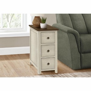 Monarch Specialties Accent Table End Side Table Nightstand Narrow Bedroom Storage Drawer Lamp Brown Veneer Antique White Veneer Target