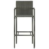 vidaXL Bar Stool Bar Seat Counter Height Island Stool for Pub Poly Rattan - Gray Set of 2 - 3 of 4