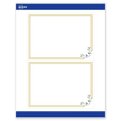 Avery 5" x 7" Cards, Gold Double Border with Florals, 20 ct