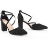 Perphy Women's Pointed Toe Criss Cross Straps Chunky Heel Lace Pumps - 2 of 4