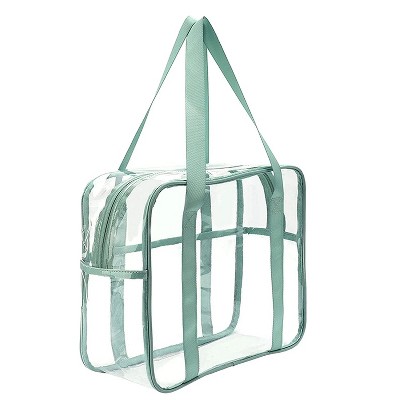 LunaLulinlk Clear Tote Bag Cosmetic Bag Transparent Makeup Toiletry Lightweight Waterproof Organizer Beach Bag Green