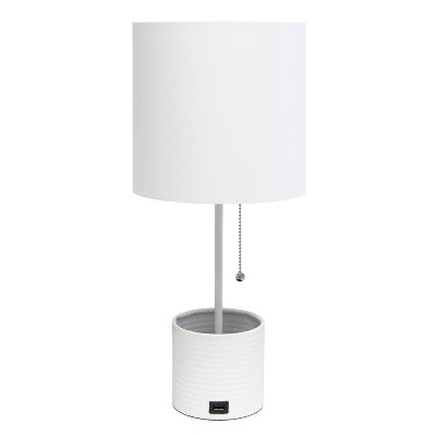 Creekwood Home Sleek Functional Accent Table Lamp with USB White Shade