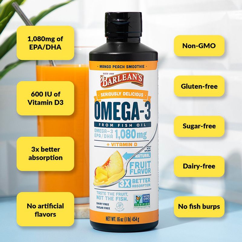 Barlean's Seriously Delicious, Omega-3 Fish Oil, Omegas and Fish Oil, 3 of 4