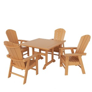 WestinTrends 5 Piece Outdoor Patio Dining Square Table and Curved Back Armchair Set - 1 of 2