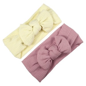Unique Bargains Girl's Soft And Breathable Stripe Bow Headbands 6.69"x2.95" 2 Pcs - 1 of 4