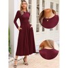 INSPIRE CHIC Women's High Waist Pleated Front Long Sleeve A-Line Ribbed Knitted Maxi Dress - 2 of 4