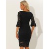 Allegra K Women's Bell Sleeve Boat Neck Vintage Cocktail Lace Sheath Dress - image 3 of 4