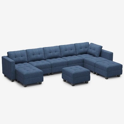 Belffin Modular Weave Sofa with Storage Seat and Ottoman (8 Seats + 8 Sides)