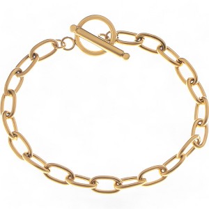 Anna-Kaci Women's Paperclip Chain Bracelet with Toggle Clasp- Gold - 1 of 4