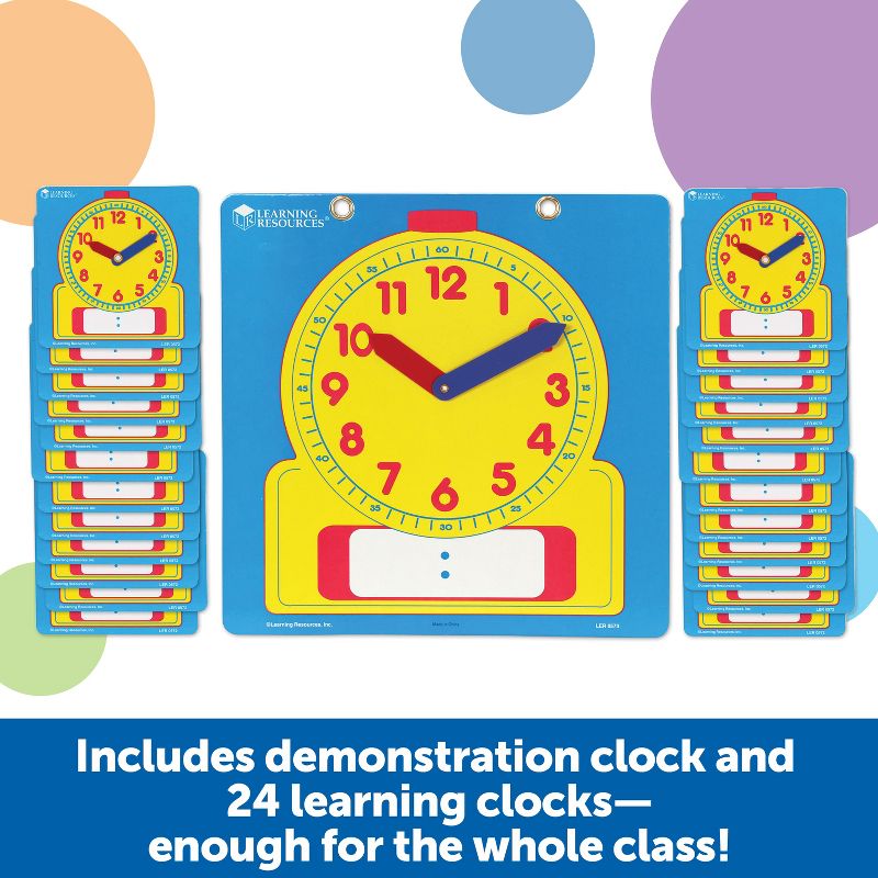 Learning Resources Write On/Wipe Clocks Classroom Set, 3 of 8