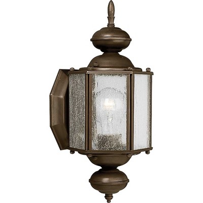 Antique Bronze 12" Outdoor Wall Lantern with Seeded Glass