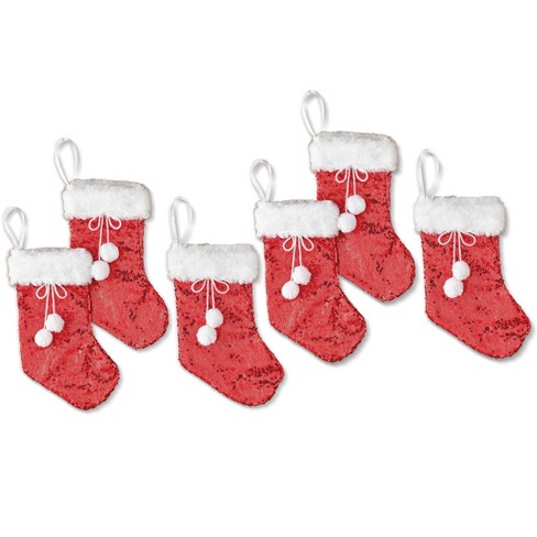 Collections Etc Sequin Christmas Stocking Treat Bags - Set Of 6 : Target