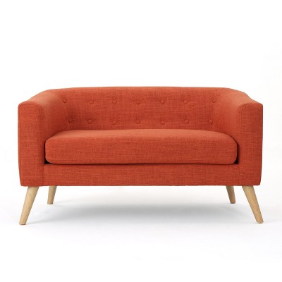 NicBex Upholstered Loveseat Sofa with Tufted Button Back Modern Comfy 2 Seater Couch with Wood Legs for Living Room,Bedroom,Orange
