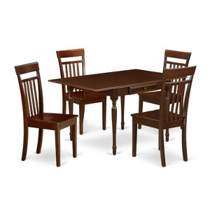 HomeStock 5-Pc Mahogany Finish Solid Wood Top - Dining Room Set with Dropleaf - Seats 4 - 1 of 4