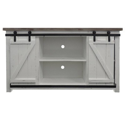 Farmhouse Style Barn Style Sliding Door TV Stand for TVs up to 60" Brown/White - The Urban Port