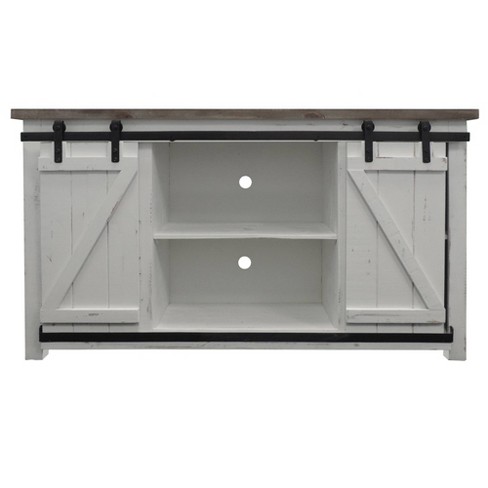 Barn Style Sliding Door Tv Stand, Brown Wood Console Table With Sliding Doors